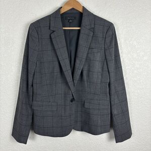 Ann Taylor Women’s Blazer Jacket Size 10 Gray Plaid Office Career‎ Dark Academia